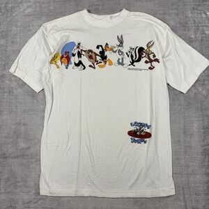 Vintage Loony Tunes Shirt Mens Medium White 1993 Bugs Bunny and Gang Cartoons